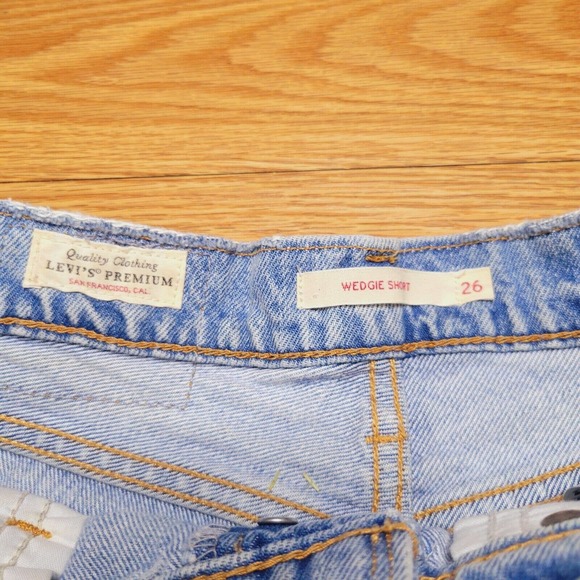 Levi's Light Blue Distressed Jean Shorts - Picture 4 of 12
